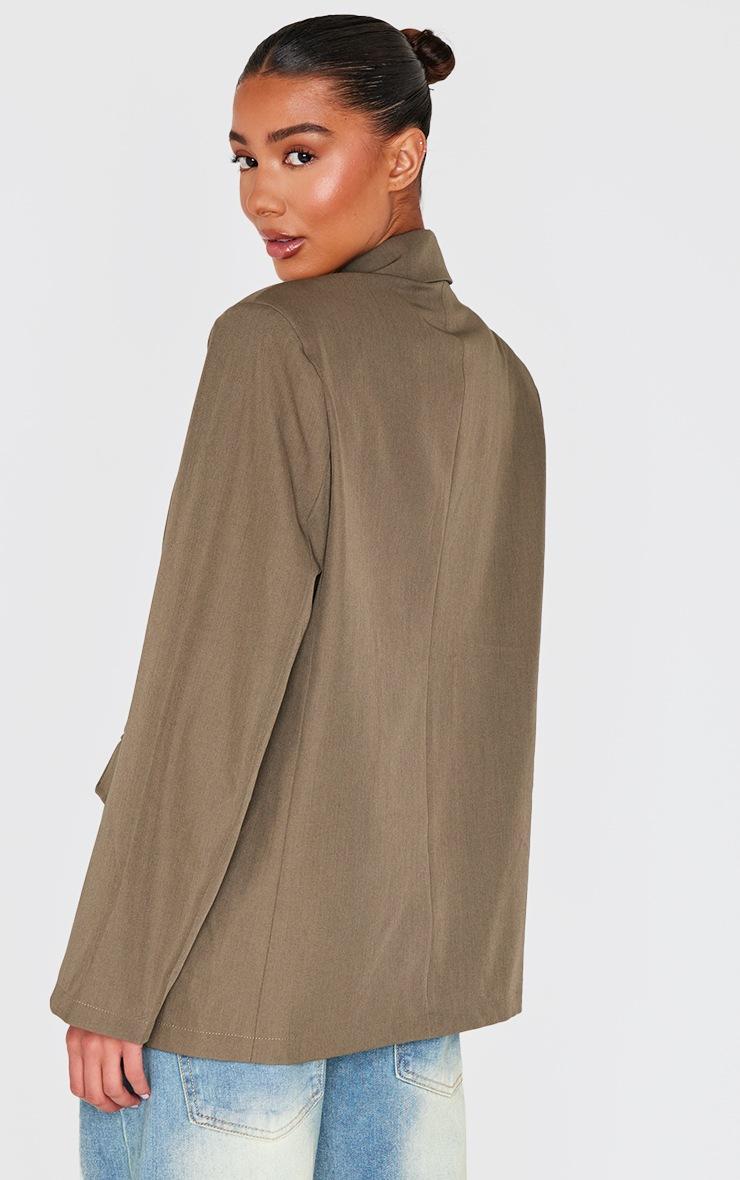 Pretty Little Thing Olive Seam Detail Structured Oversized Blazer