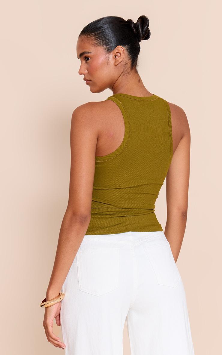Pretty Little Thing Olive Soft Rib Scoop Neck Vest Top