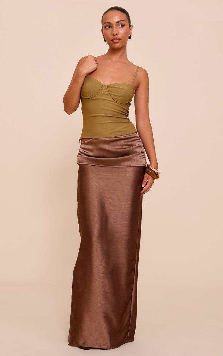 Pretty Little Thing Olive Woven Stretch Strappy Cami Top