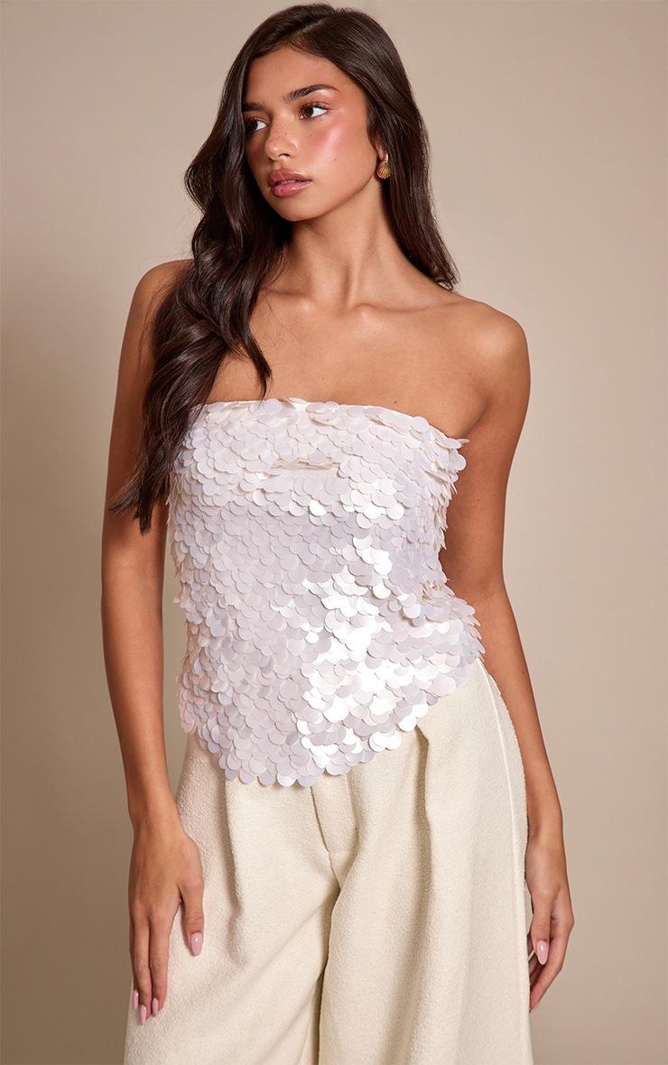 Pretty Little Thing Opal Premium Large Sequin Bandeau Top