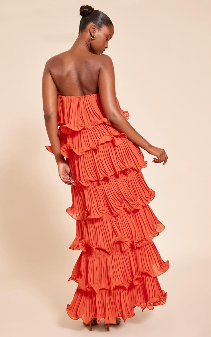 Pretty Little Thing Orange Extreme Ruffle Tiered Maxi Dress