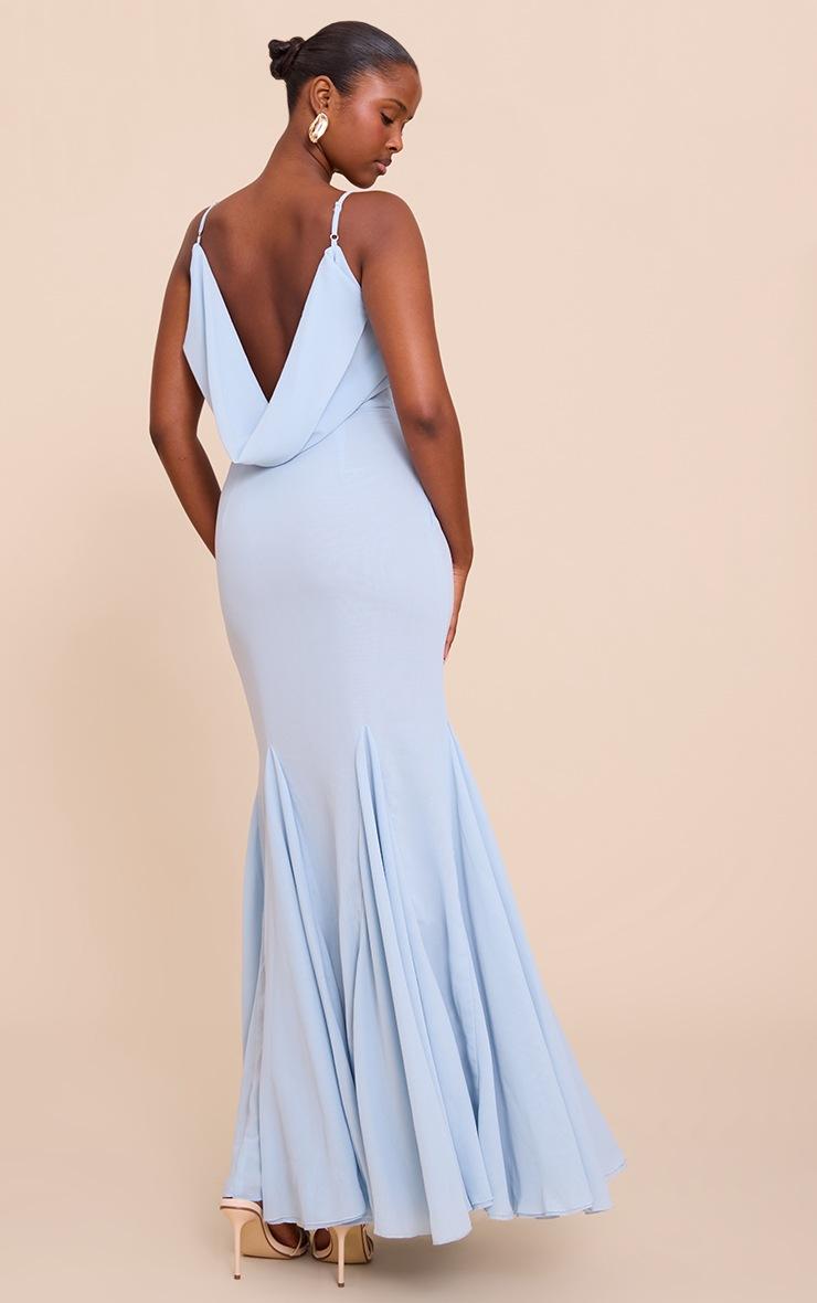 Pretty Little Thing Pale Blue Chiffon Scoop Neck Cowl Back Sleeveless Maxi Dress