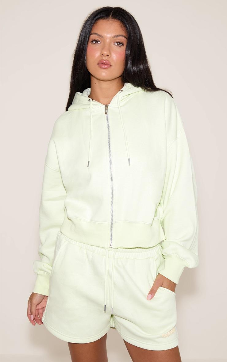 Pretty Little Thing Pale Lime PLT Studio Puff Print Zip Up Jacket