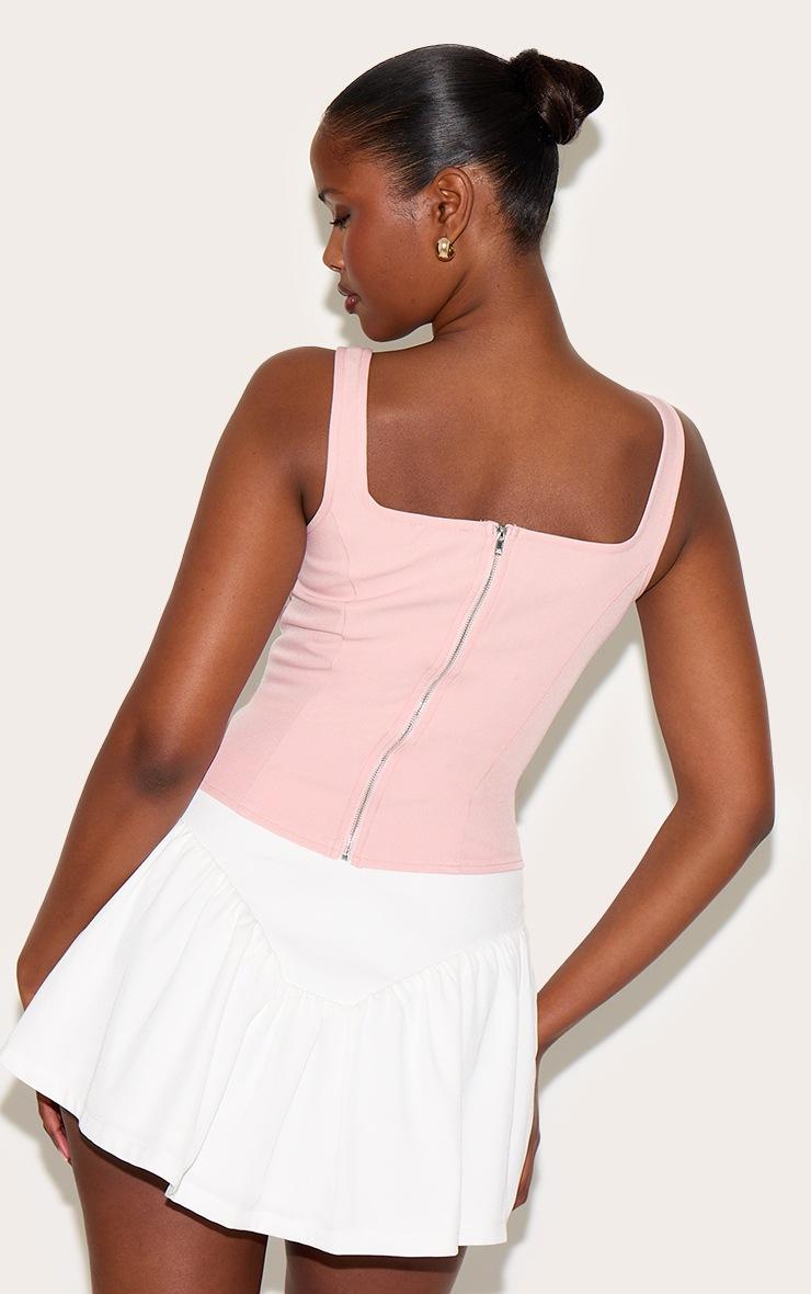 Pretty Little Thing Pale Pink Boned Dip Hem Longline Corset