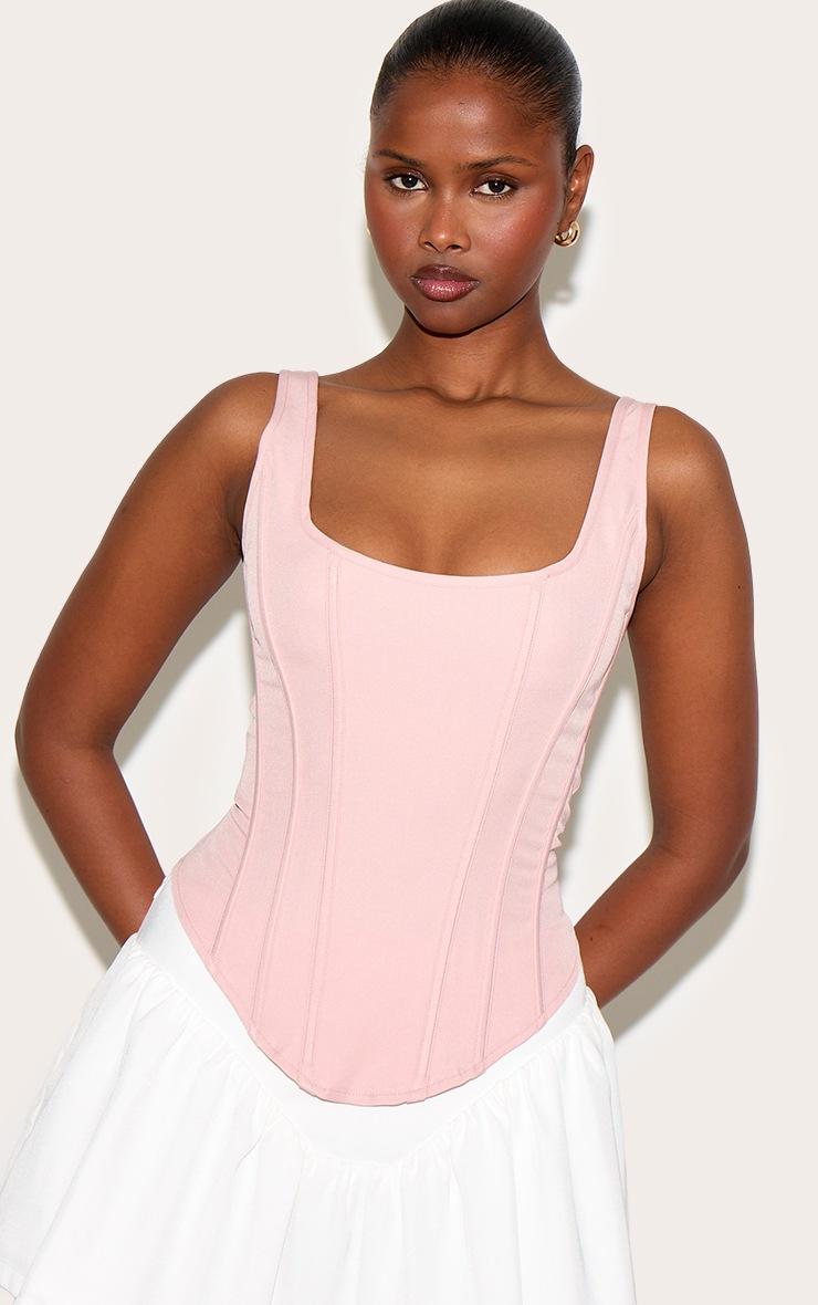 Pretty Little Thing Pale Pink Boned Dip Hem Longline Corset