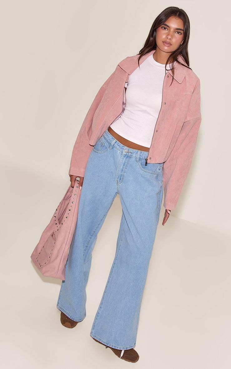 Pretty Little Thing Pale Pink Soft Rib Crew Neck Short Sleeve Top