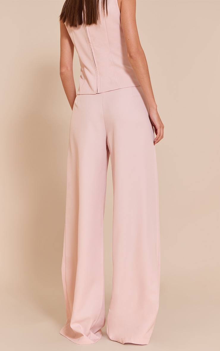 Pretty Little Thing Pale Pink Tailored Woven Wide Leg Pants