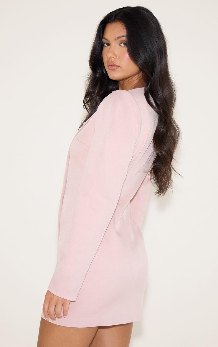 Pretty Little Thing Pale Pink Woven Slash Neck Button Detail Mini Dress