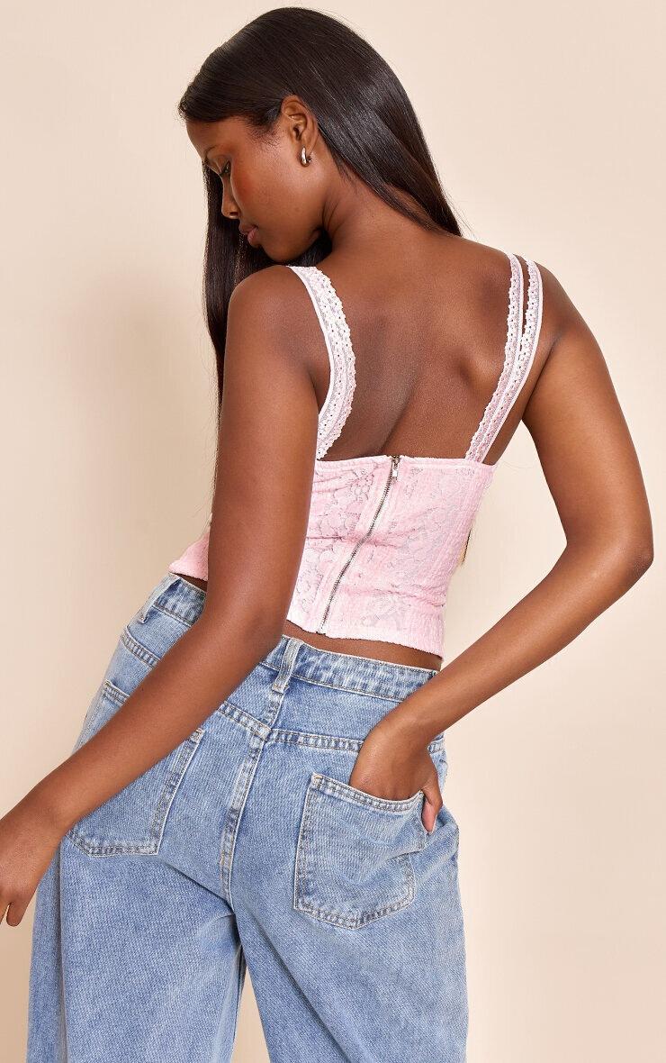 Pretty Little Thing Pale Rose Lace Detail Strappy Cropped Corset Top