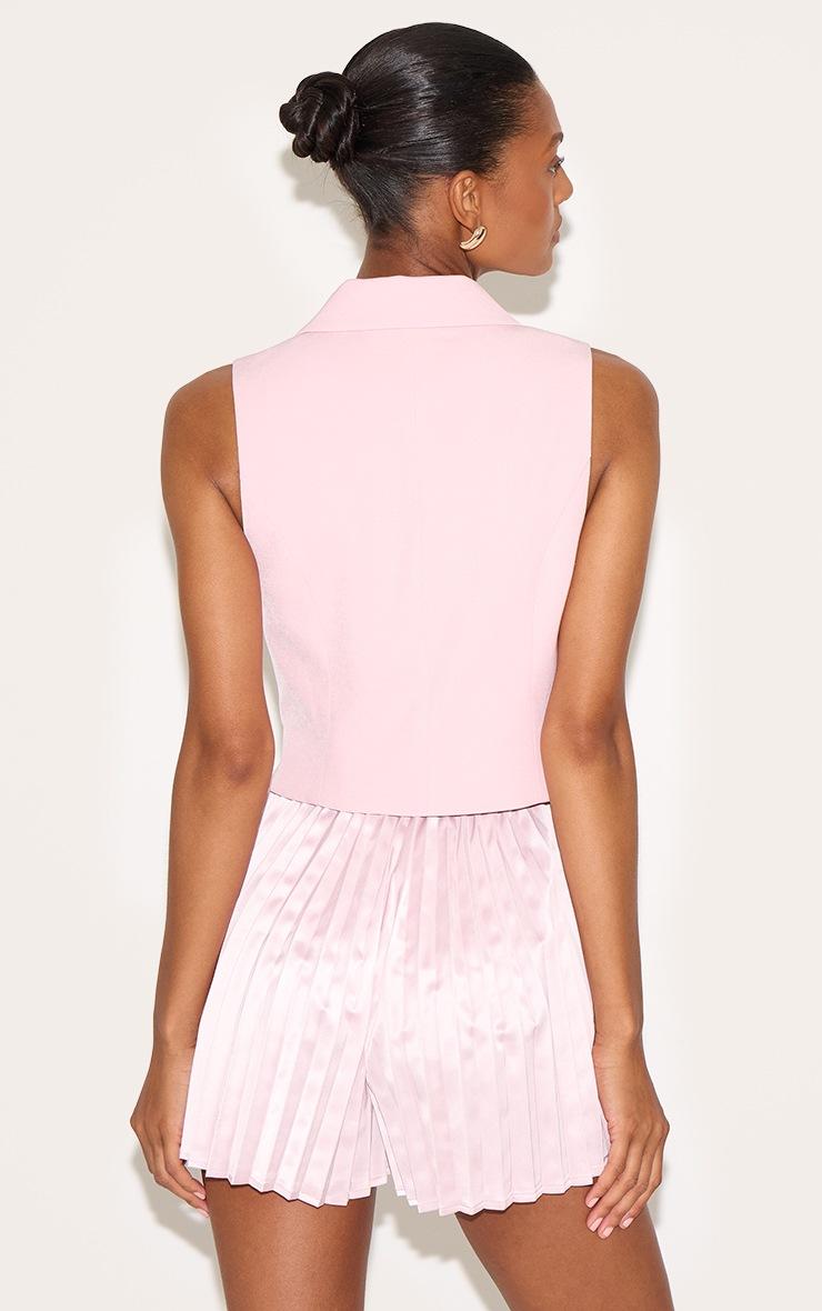 Pretty Little Thing Pale Rose Tailored Vest Detail Pleated Skort Romper