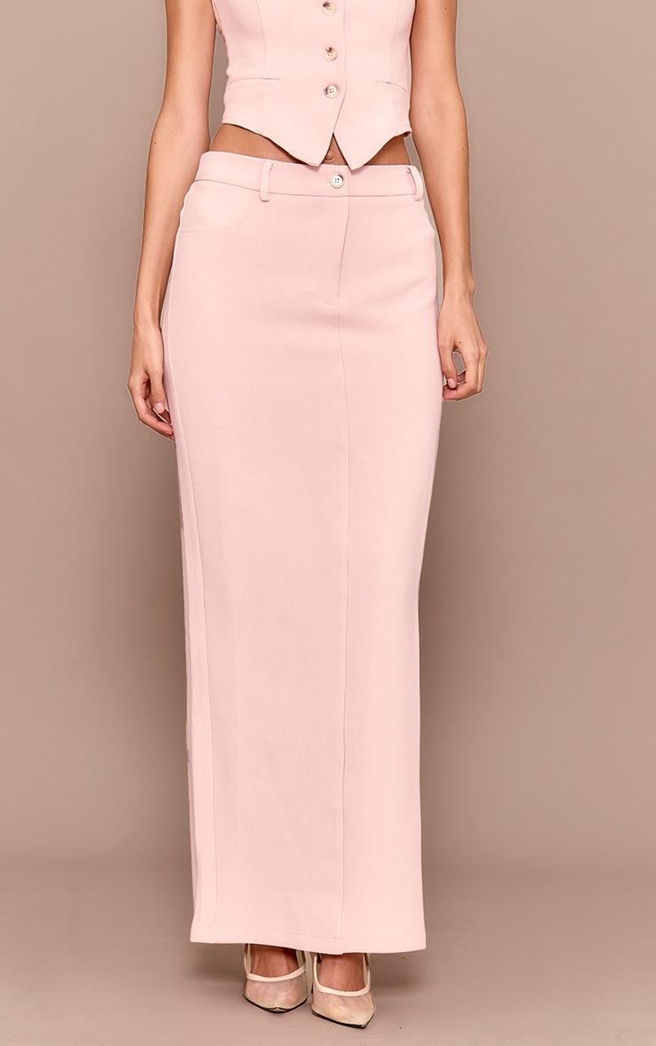 Pretty Little Thing Pale Rose Tailored Woven Maxi Skirt