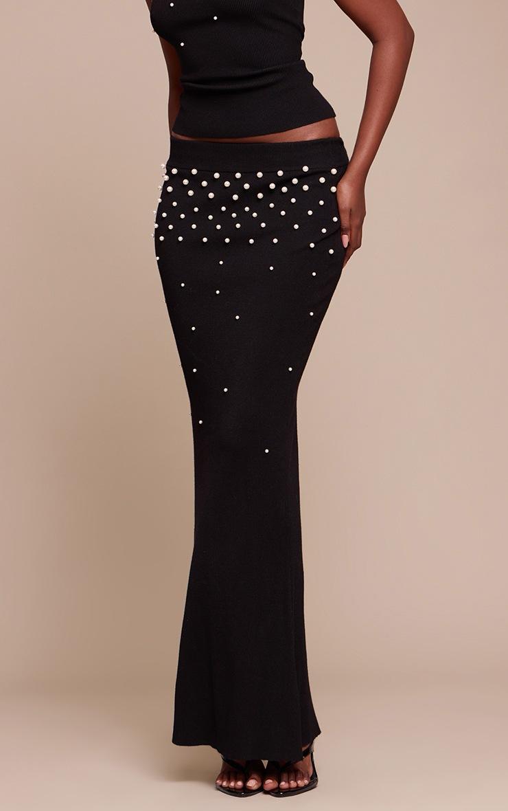 Pretty Little Thing Pearl Trim Detail Knitted Maxi Skirt