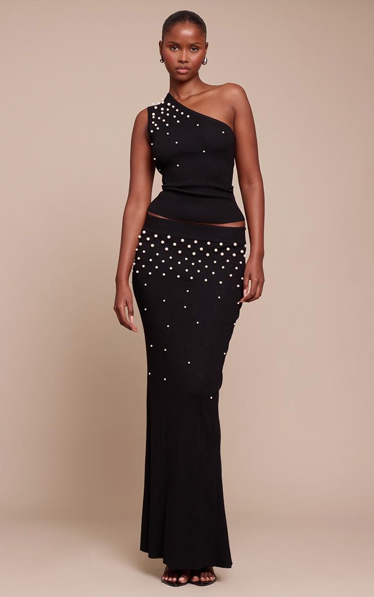 Pretty Little Thing Pearl Trim Detail Knitted Maxi Skirt