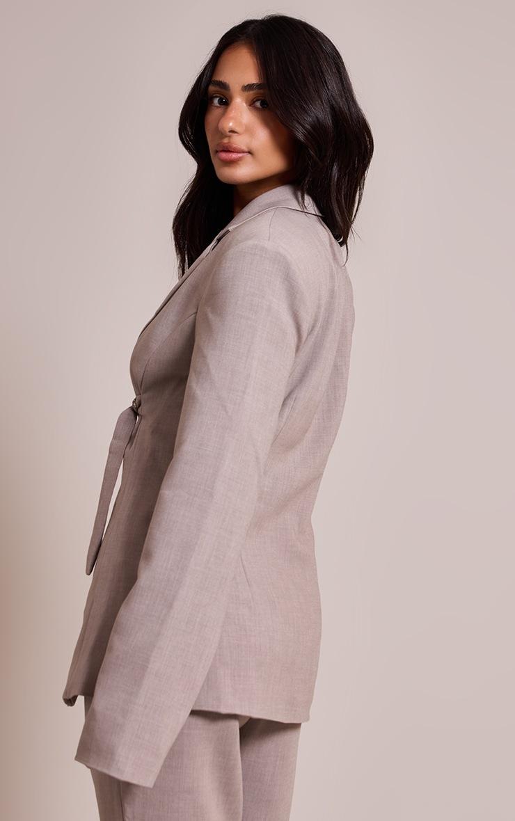 Pretty Little Thing Petite Ash Grey Front Buckle Cinched Blazer