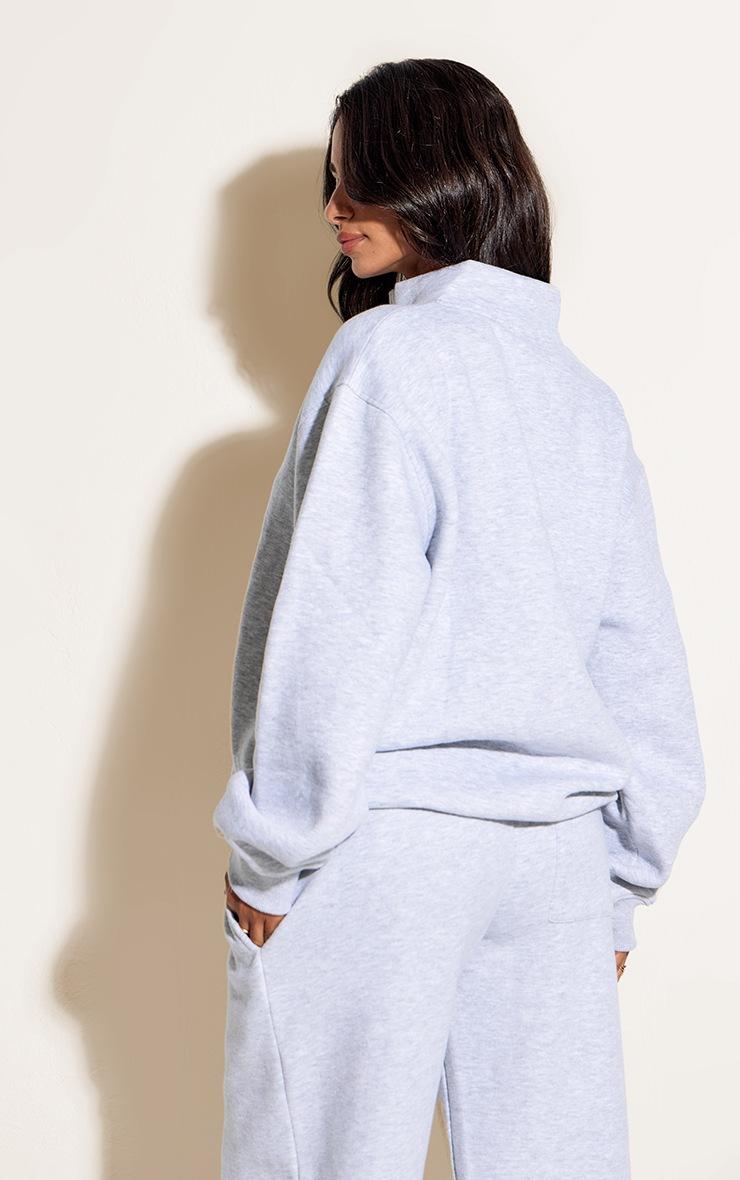 Pretty Little Thing Petite Ash Grey Funnel Neck Zip Sweatshirt