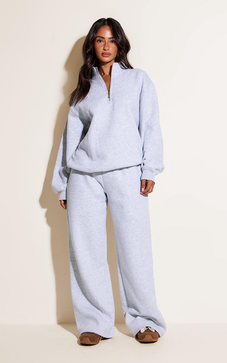 Pretty Little Thing Petite Ash Grey Funnel Neck Zip Sweatshirt