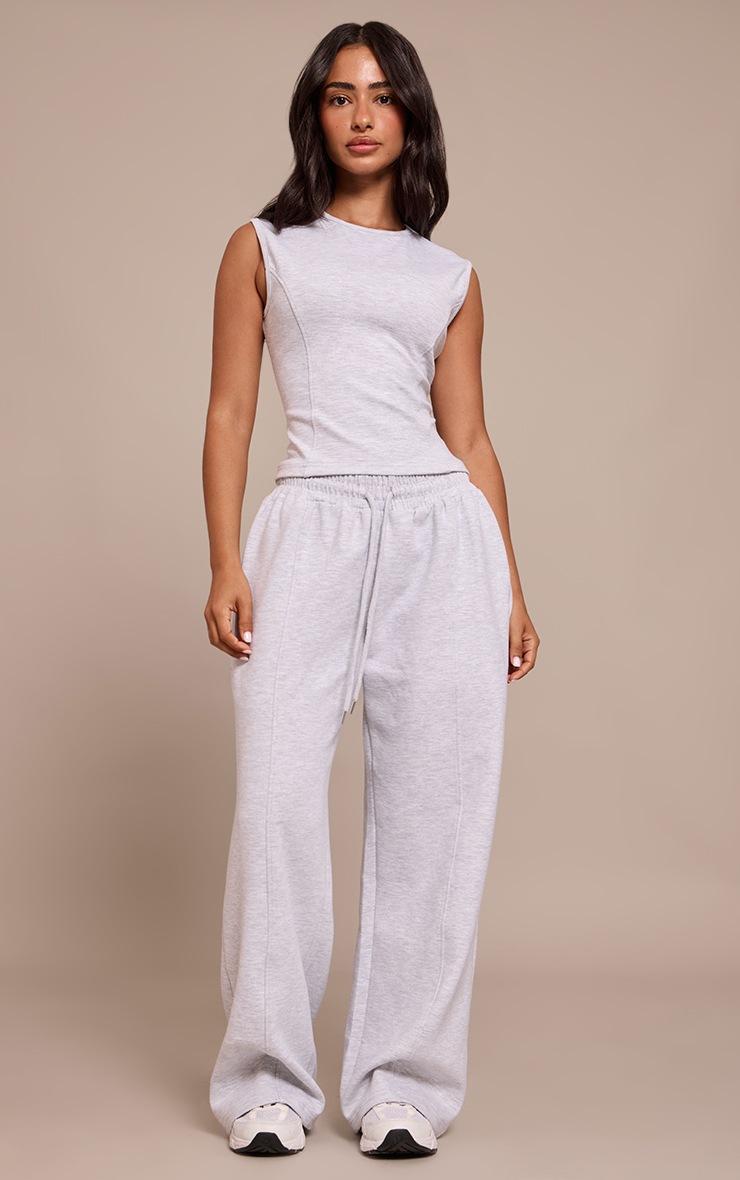 Pretty Little Thing Petite Ash Grey Interlock Cinched Waist Top