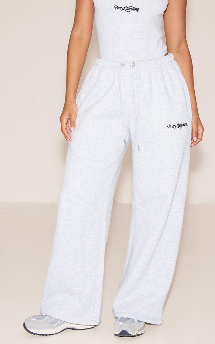 Pretty Little Thing Petite Ash Grey Prettylittlething Wide Leg Sweatpants