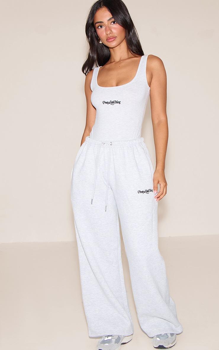 Pretty Little Thing Petite Ash Grey Prettylittlething Wide Leg Sweatpants