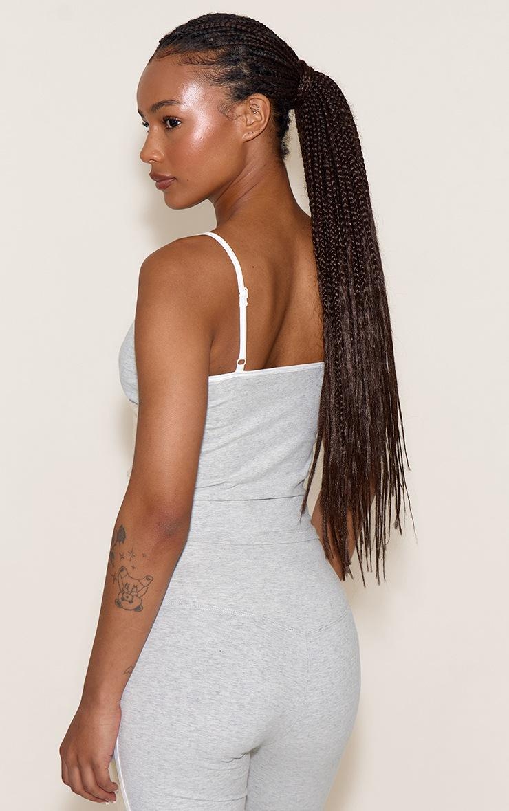 Pretty Little Thing Petite Ash Grey Sculpt Contrast Detail Strappy Gym Top