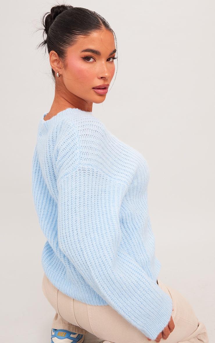 Pretty Little Thing Petite Baby Blue Oversized Fluffy Knitted Sweater