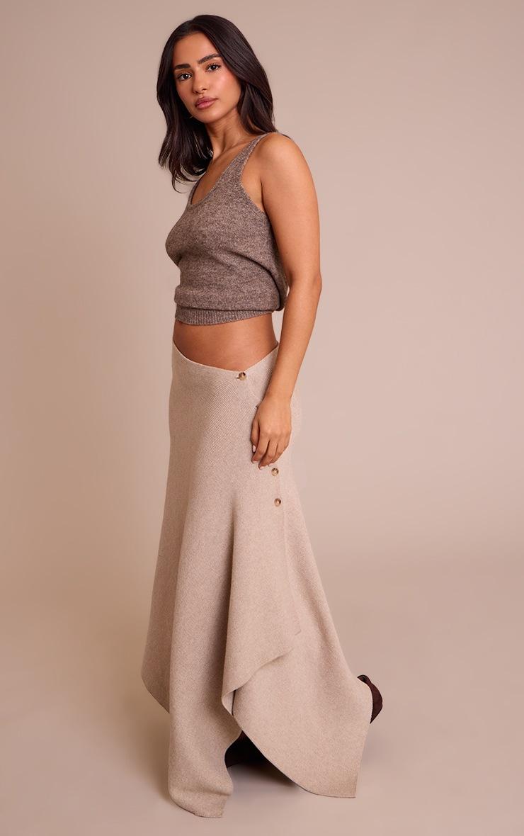 Pretty Little Thing Petite Beige Asymmetric Maxi Skirt