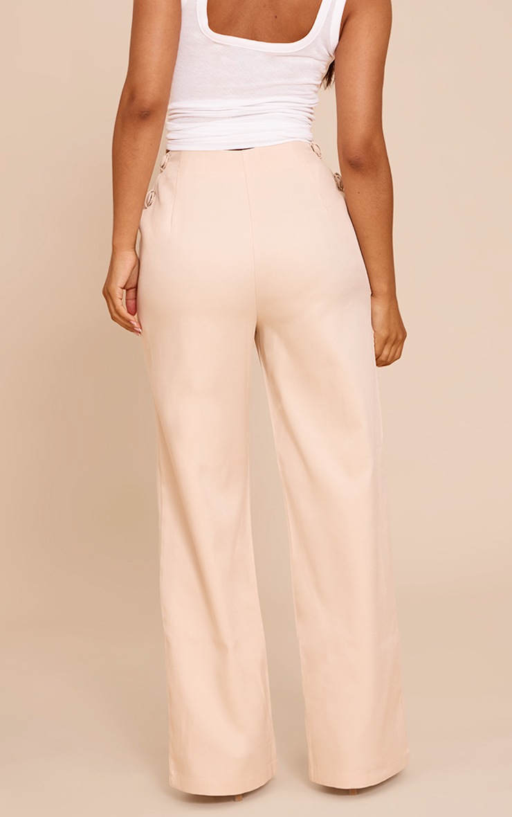 Pretty Little Thing Petite Beige Cut Out Detail Wide Leg Pants