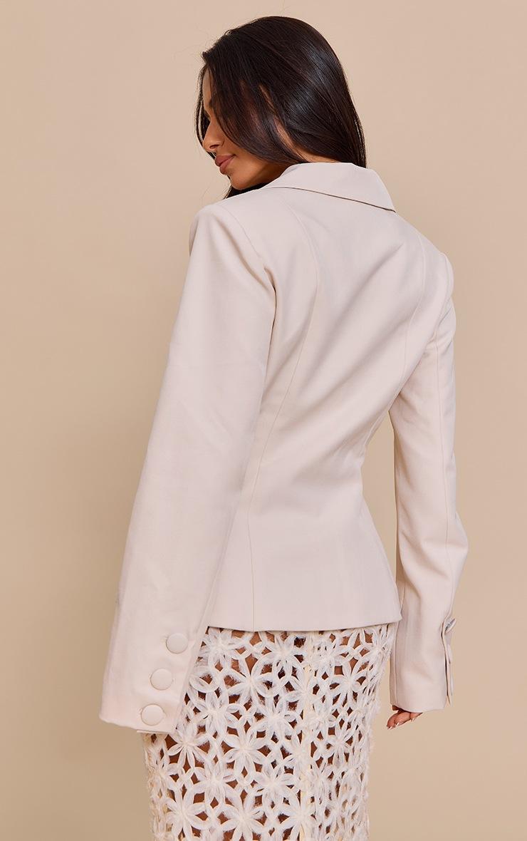 Pretty Little Thing Petite Beige Structured Fitted Blazer