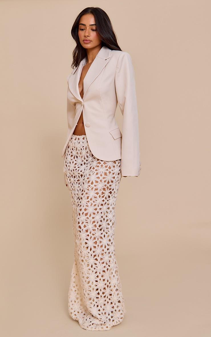 Pretty Little Thing Petite Beige Structured Fitted Blazer
