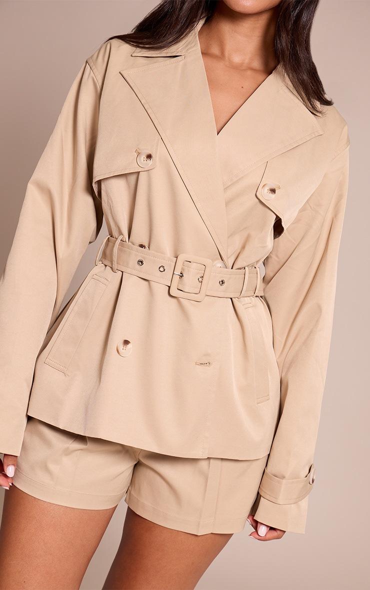 Pretty Little Thing Petite Beige Tailored Pleated Shorts