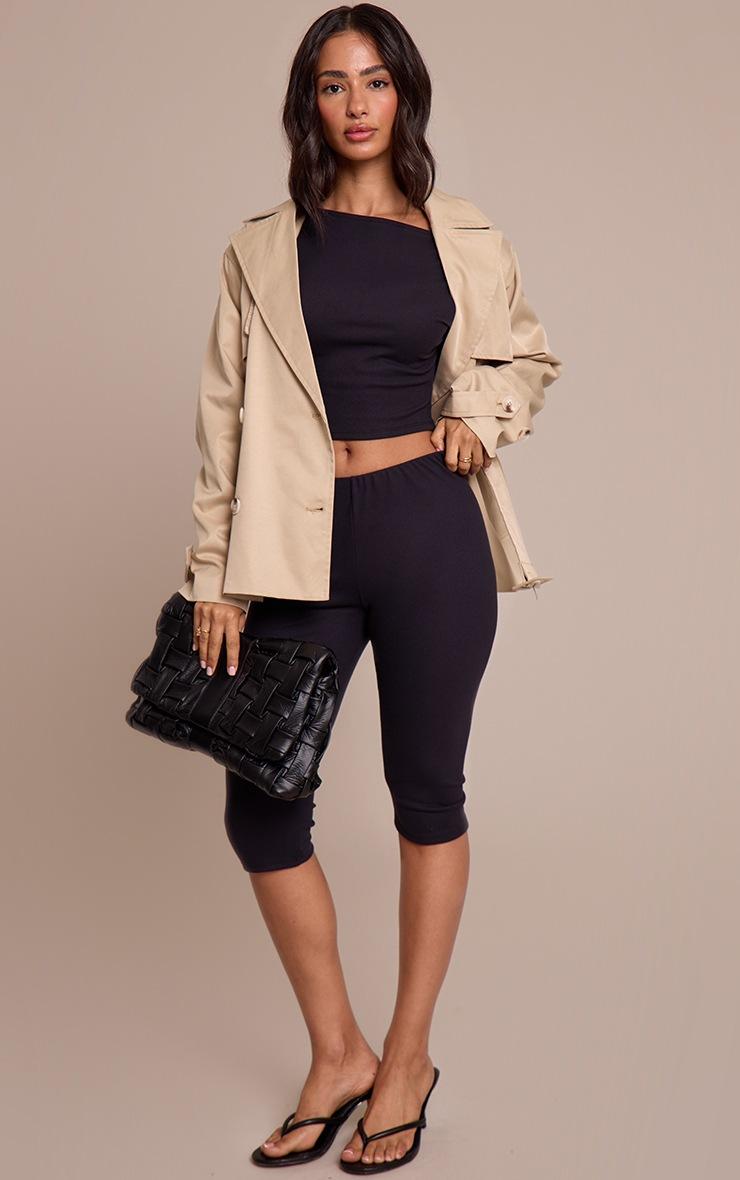 Pretty Little Thing Petite Black Asymmetric Shoulder Long Sleeve Top