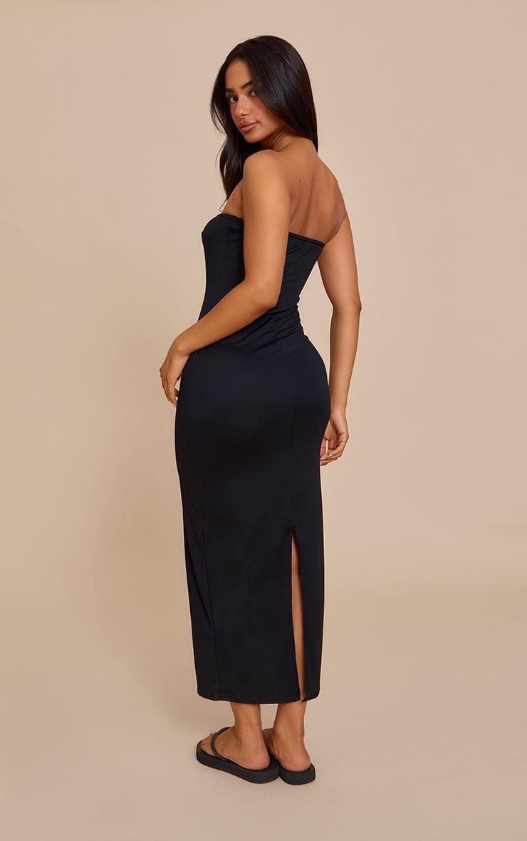 Pretty Little Thing Petite Black Bandeau Slinky Midaxi Dress