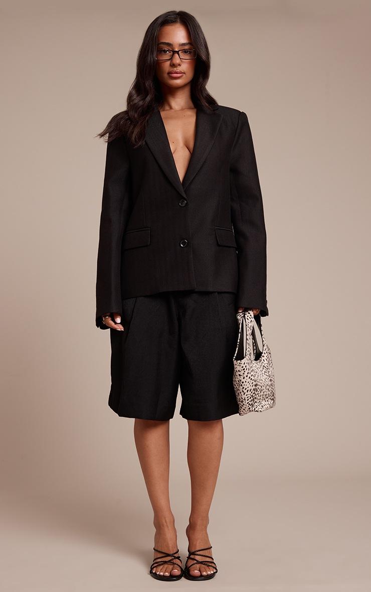 Pretty Little Thing Petite Black Boyfriend Premium Blazer