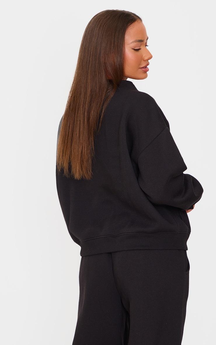 Pretty Little Thing Petite Black Button Up Side Pocket Sweatshirt