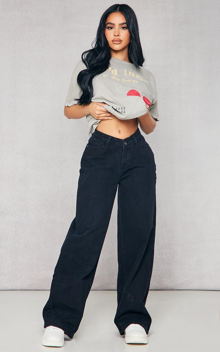 Pretty Little Thing Petite Black Dip Waist Denim Jeans