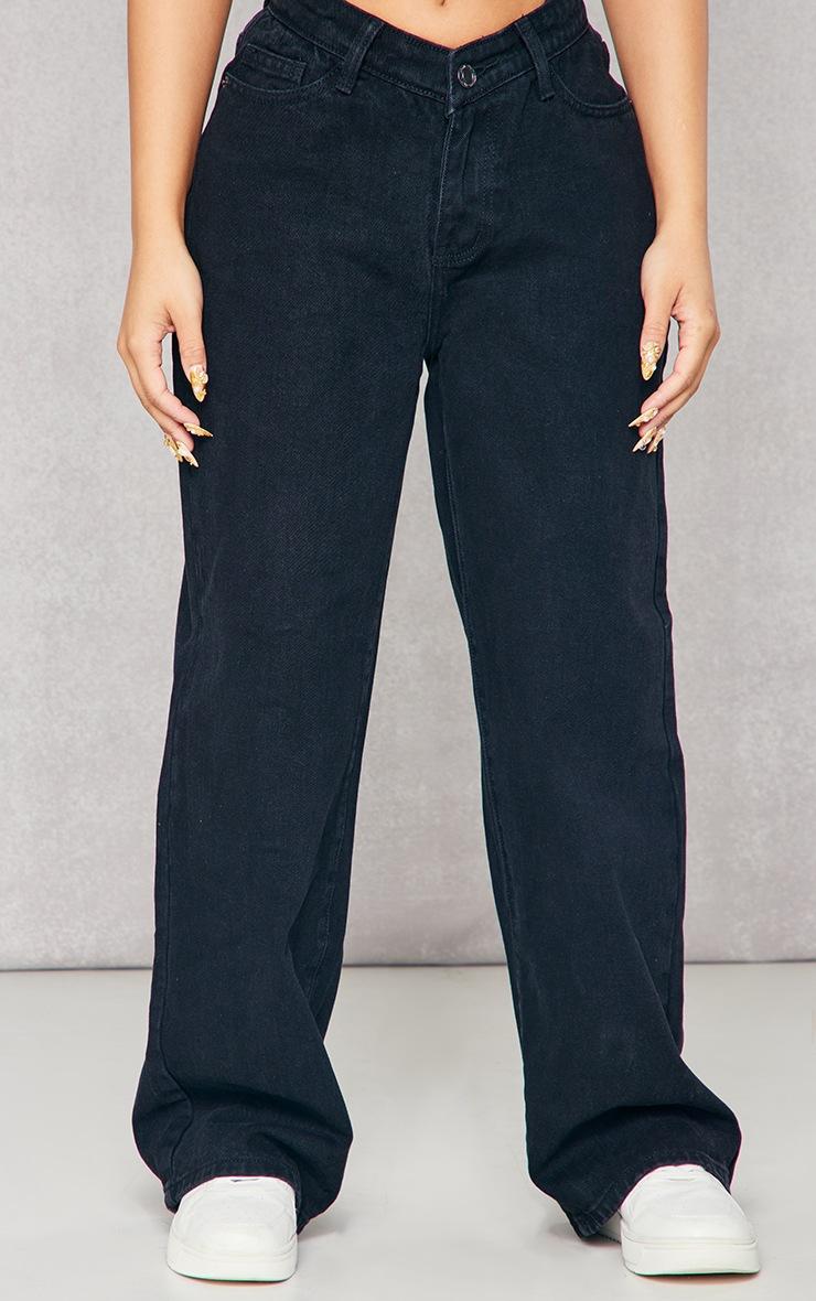 Pretty Little Thing Petite Black Dip Waist Denim Jeans