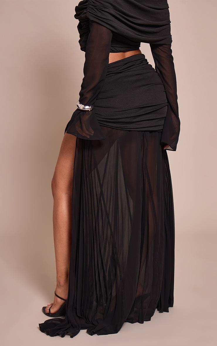 Pretty Little Thing Petite Black Godet Pleat Maxi Skirt