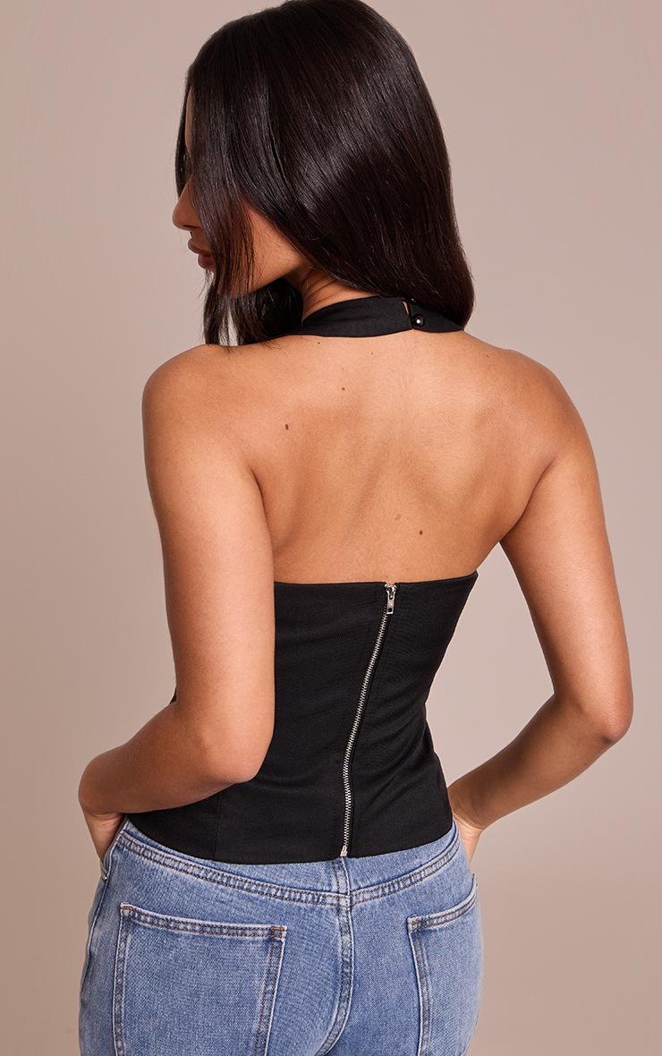 Pretty Little Thing Petite Black Halterneck Tailored Top