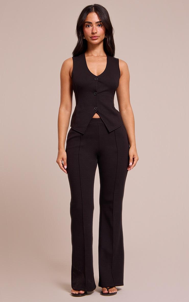 Pretty Little Thing Petite Black Interlock Button Up Sleeveless Top