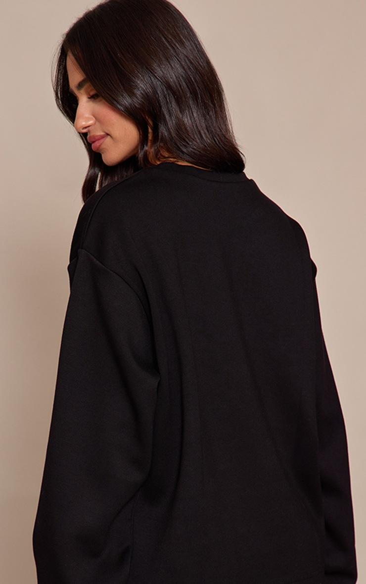 Pretty Little Thing Petite Black Modal Oversized Long Sleeved T-shirt