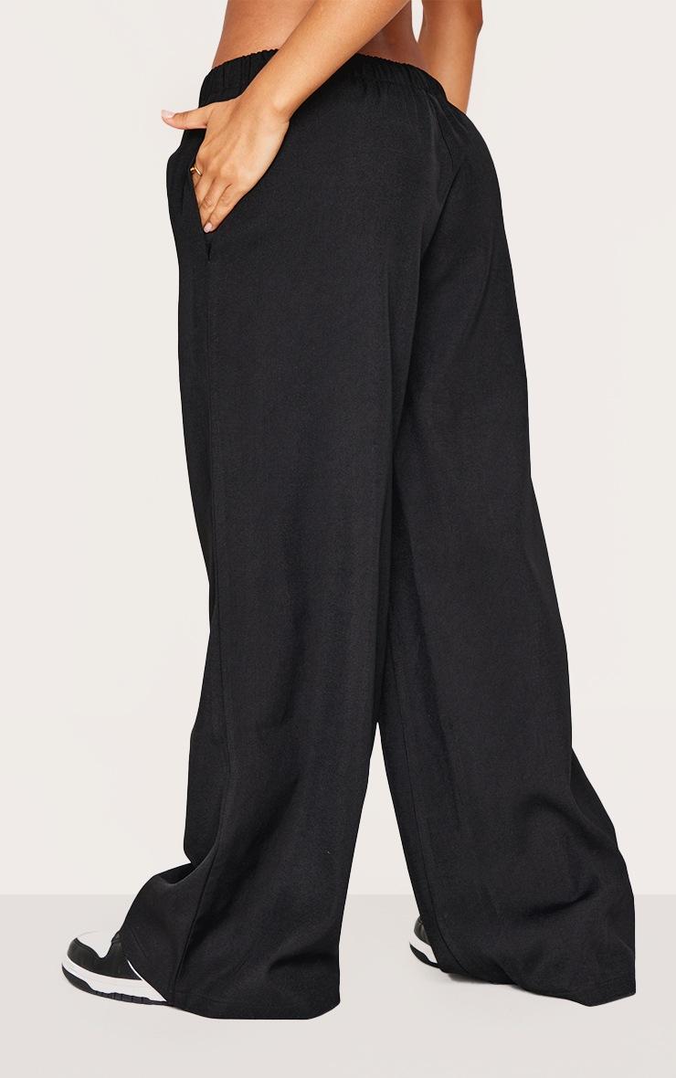Pretty Little Thing Petite Black Premium Woven Drawstring Waistband Low Rise Pants