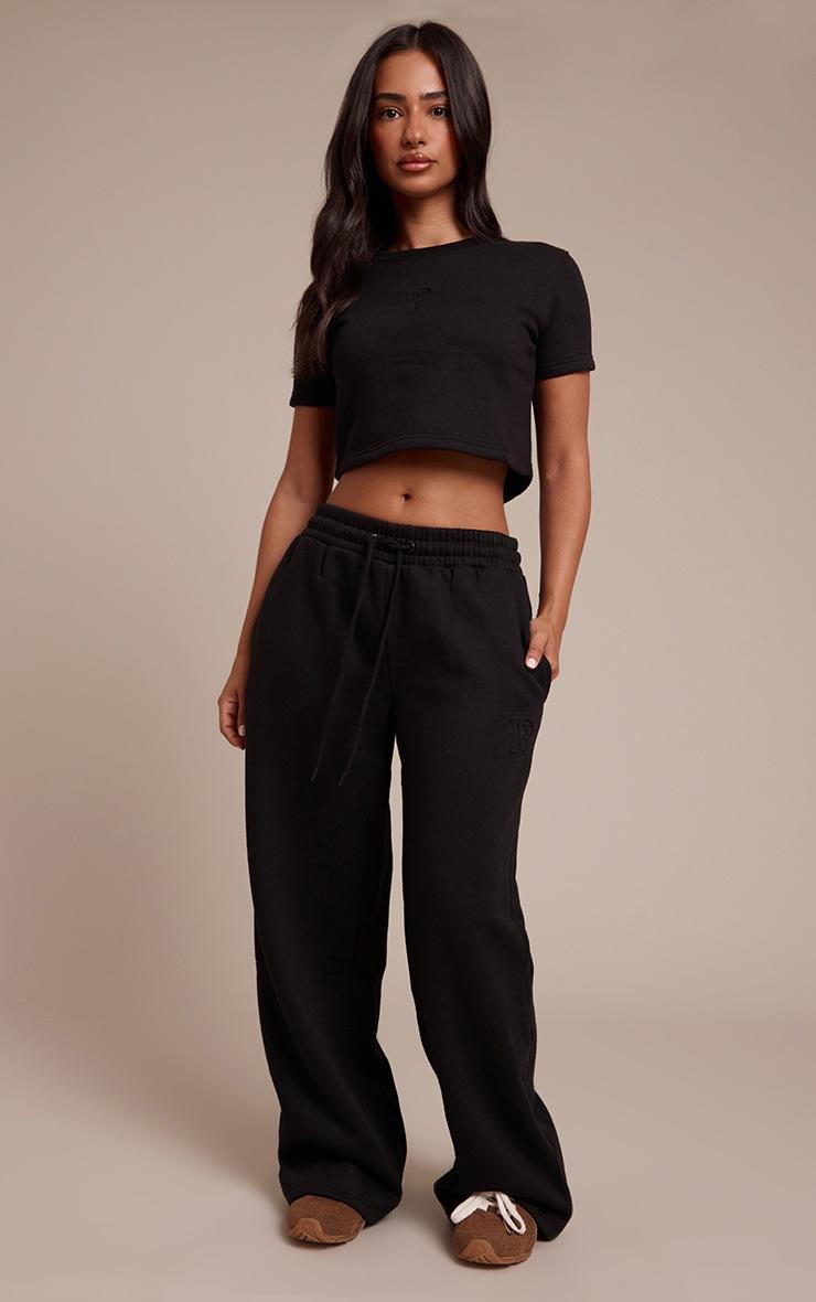 Pretty Little Thing Petite Black PrettyLittleThing Fitted Sweat Top