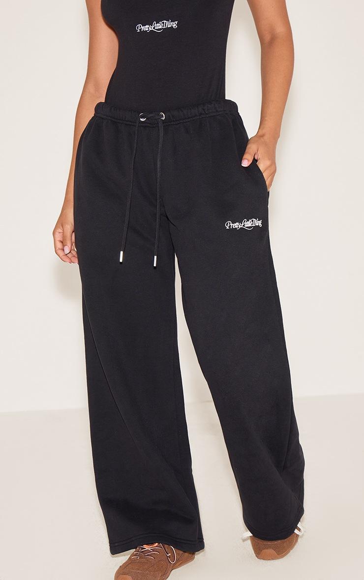 Pretty Little Thing Petite Black Prettylittlething Wide Leg Sweatpant