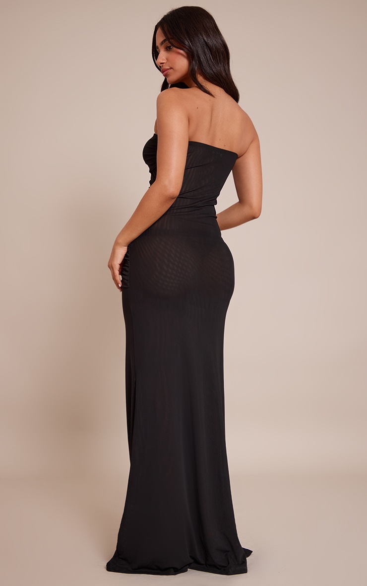 Pretty Little Thing Petite Black Ruched Drape Bandeau Maxi Dress