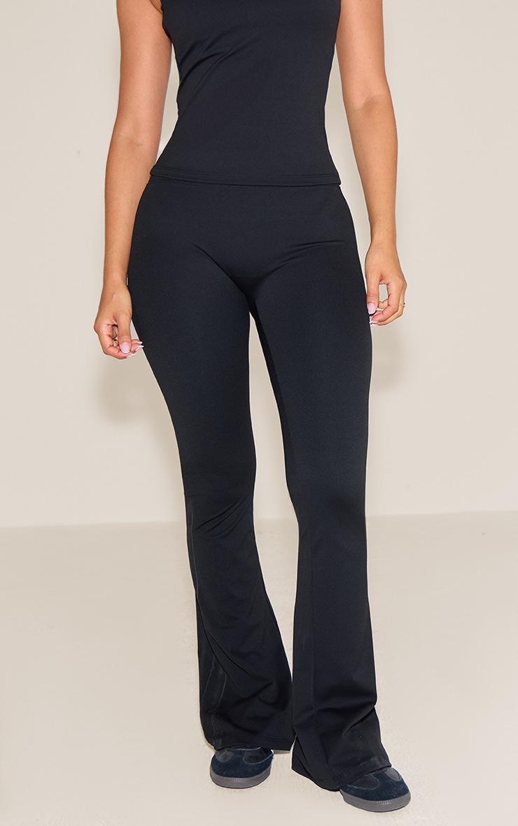 Pretty Little Thing Petite Black Sculpt High Waist Flared Yoga Pants