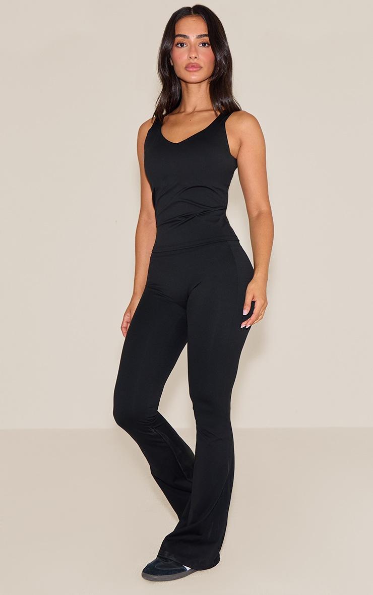Pretty Little Thing Petite Black Sculpt High Waist Flared Yoga Pants