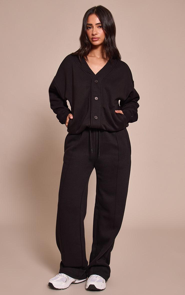 Pretty Little Thing Petite Black Seam Detail Straight Leg Sweatpants