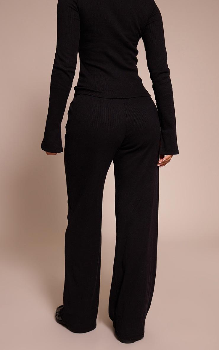 Pretty Little Thing Petite Black Seam Detail Wide Leg Pants