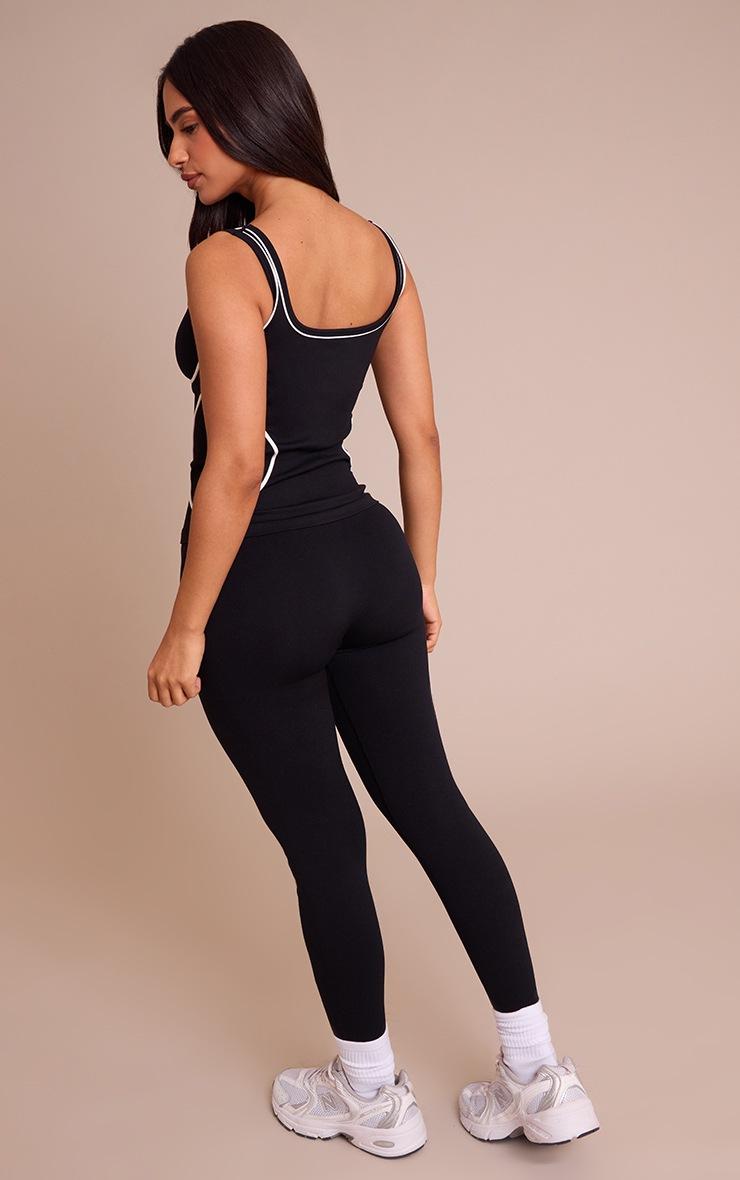 Pretty Little Thing Petite Black Seamless Marl Cross Front Legging