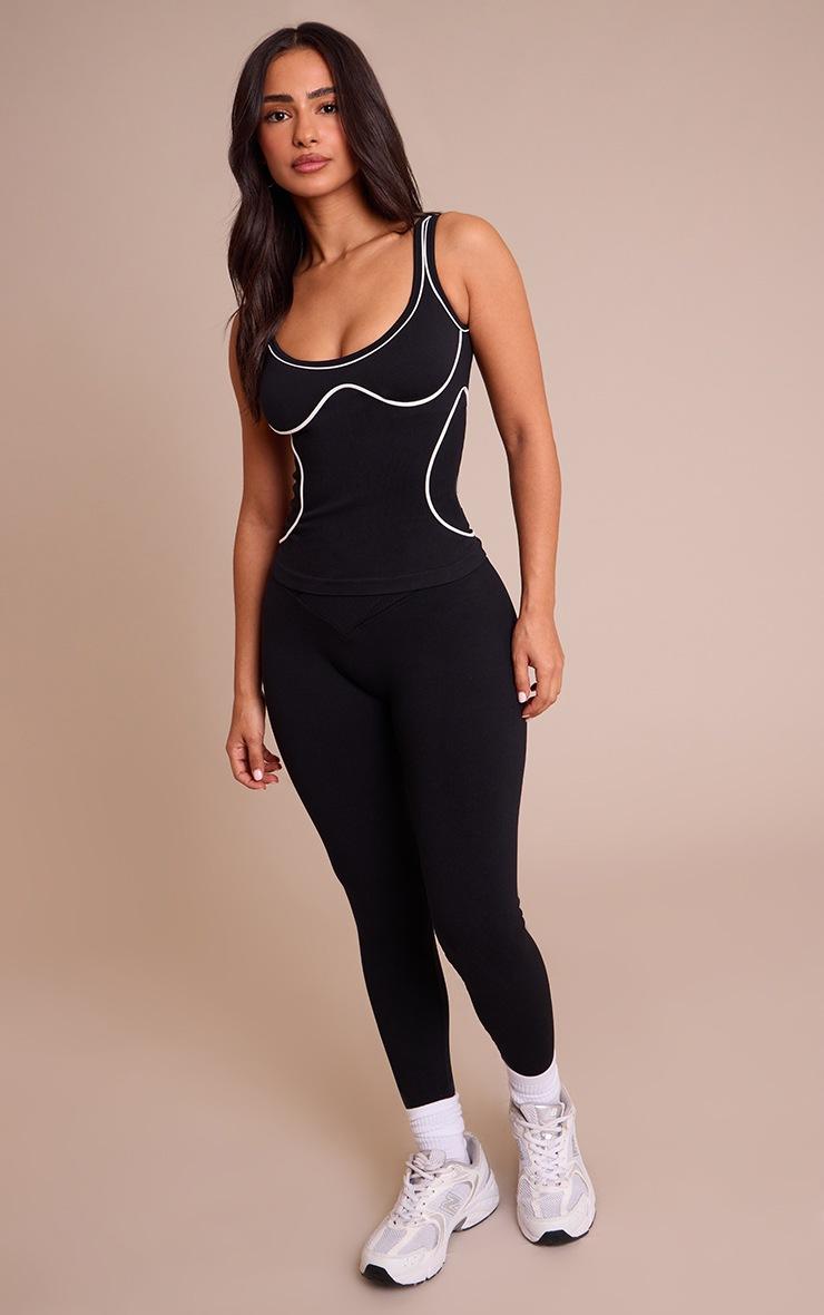 Pretty Little Thing Petite Black Seamless Marl Cross Front Legging